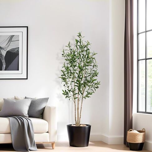 5FT Artificial Olive Tree with Realistic Trunk & Lifelike Fruits – Faux Silk Plant for Indoor Home & Office Décor in Saudi Arabia