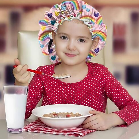 2 PCS Kids Bonnets for Girls Boys Satin Hair Bonnet Adjustable Double Layer Silk Child Night Sleeping Cap Cute-Astronaut in Saudi Arabia
