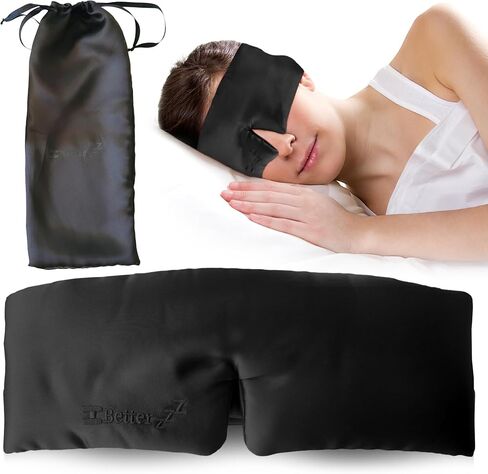 Better zzZ 100% Pure Mulberry Silk Luxurious Sleep Mask with Adjustable Band and Silk Pouch – Ideal for Home & Travel - (Black) in Saudi Arabia