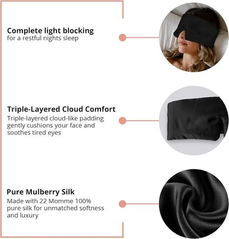 Better zzZ 100% Pure Mulberry Silk Luxurious Sleep Mask with Adjustable Band and Silk Pouch – Ideal for Home & Travel - (Black) in Saudi Arabia