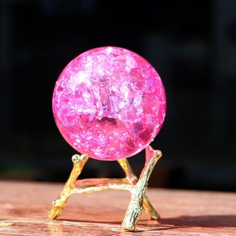 50mm Crystal Ice Cracked Balls with Metal Branches Base Paperweight K9 Glass Decorative Ball Decor for Home Table Room Office Wedding Ornaments in Kuwait