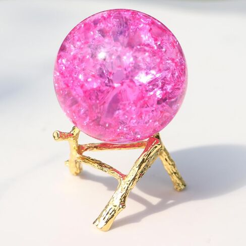 50mm Crystal Ice Cracked Balls with Metal Branches Base Paperweight K9 Glass Decorative Ball Decor for Home Table Room Office Wedding Ornaments in Kuwait