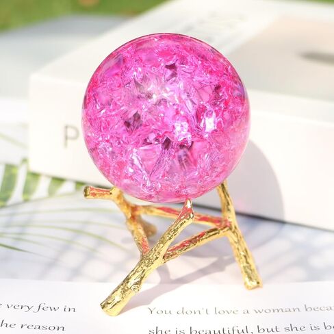 50mm Crystal Ice Cracked Balls with Metal Branches Base Paperweight K9 Glass Decorative Ball Decor for Home Table Room Office Wedding Ornaments in Kuwait