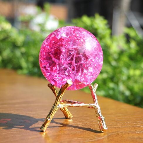 50mm Crystal Ice Cracked Balls with Metal Branches Base Paperweight K9 Glass Decorative Ball Decor for Home Table Room Office Wedding Ornaments in Kuwait