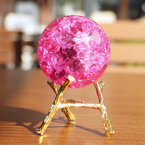 50mm Crystal Ice Cracked Balls with Metal Branches Base Paperweight K9 Glass Decorative Ball Decor for Home Table Room Office Wedding Ornaments in Kuwait