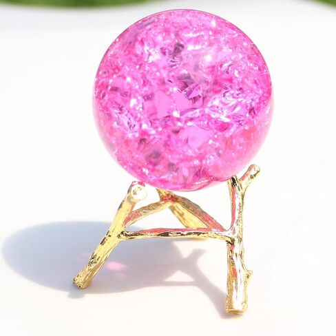 50mm Crystal Ice Cracked Balls with Metal Branches Base Paperweight K9 Glass Decorative Ball Decor for Home Table Room Office Wedding Ornaments in Kuwait