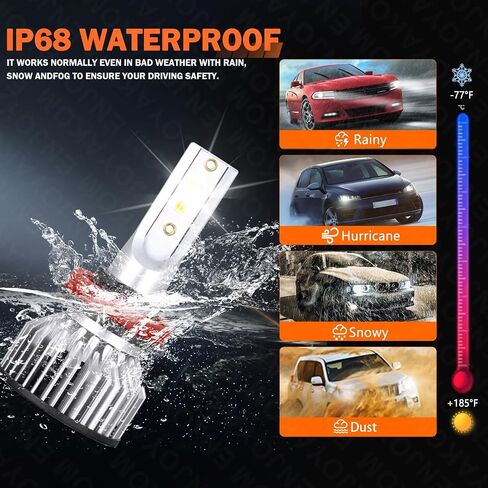 Compatible For Freightliner Cascadia 2008-2017 Bulbs, H11 High Beam + H11 Low Beam + H11 Fog Light Bulbs Combo,300% Brightness 6500K 30000LM, Plug and Play, IP68 Pack of 6 in Saudi Arabia