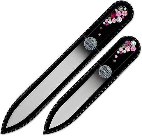 Best gifts for women - Mont Bleu Set of 2 Glass Nail Files Hand Decorated with crystals - handmade gifts - Nail Filer Kit - Excellent Nail Filing Tools - Washable Nail Files in Kuwait
