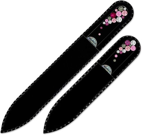 Best gifts for women - Mont Bleu Set of 2 Glass Nail Files Hand Decorated with crystals - handmade gifts - Nail Filer Kit - Excellent Nail Filing Tools - Washable Nail Files in Kuwait