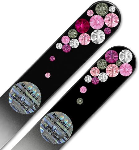 Best gifts for women - Mont Bleu Set of 2 Glass Nail Files Hand Decorated with crystals - handmade gifts - Nail Filer Kit - Excellent Nail Filing Tools - Washable Nail Files in Kuwait