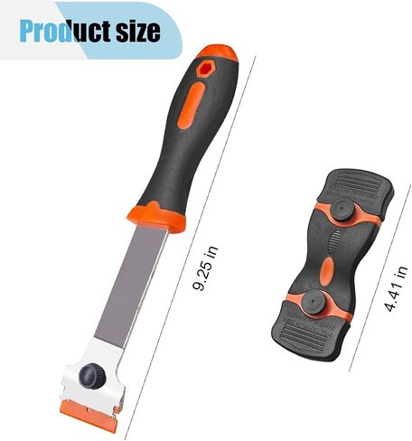 Razor Blade Scraper, Multi-Purpose Glass Scraper with 5 Plastic & 5 Metal Blades, Long Handled Cleaning Scraper Tool for Removing Sticker, Decal, Paint, Caulk from Car Window, Stovetop (Orange, 1PCS) in Saudi Arabia