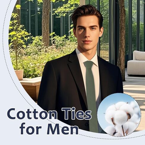 Ties for Men Skinny Mens Tie, Solid Color Cotton Neck Ties Mens for Wedding Business Casual Party in Saudi Arabia