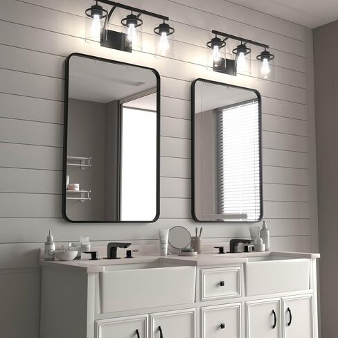 SYATO 2-Pack Black Bathroom Mirrors 24x36 Inch Black Frame Mirror for Bathroom, Bathroom Vanity Mirror for Over Sink, Black Rectangle Mirror for Wall, Anti-Rust Vanity Mirror in Saudi Arabia
