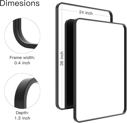 SYATO 2-Pack Black Bathroom Mirrors 24x36 Inch Black Frame Mirror for Bathroom, Bathroom Vanity Mirror for Over Sink, Black Rectangle Mirror for Wall, Anti-Rust Vanity Mirror in Saudi Arabia