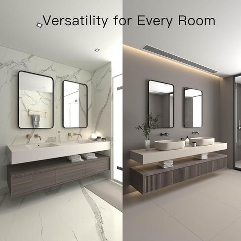 SYATO 2-Pack Black Bathroom Mirrors 24x36 Inch Black Frame Mirror for Bathroom, Bathroom Vanity Mirror for Over Sink, Black Rectangle Mirror for Wall, Anti-Rust Vanity Mirror in Saudi Arabia