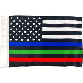 Motorcycle Flag 7x10 inch,Motorcycle American Flag,Mini USA Flag for Motorcycle,Thin Blue Red Green Line American Flag, Durable Double Sided Design