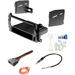 Single DIN Car Stereo Radio Install Dash Kit, Wire Harness, Antenna Adapter, and Install Parts Made for Dodge Ram- 2006-2008 1500, 2006-2009 2500/3500 - No Factory NAV/Amp