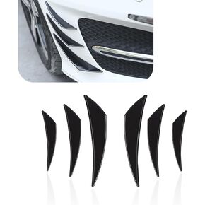6 PCS Car Spoiler Canard Kit, Front Bumper Lip Splitter Body Anti-Collision Diffuser, Exterior Soft Rubber Decorative Vehicle Sticker Accessories, Suitable for Most Models (Gloss Black)