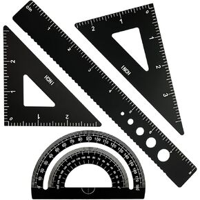 Clear Math Geometry Tool Set,12 Inch Ruler 4 PCS for Measuring and Drafting, Transparent Plastic Straight Ruler, Triangle Rulers, Protractor for Student School Office Supplies, Imperial Metric