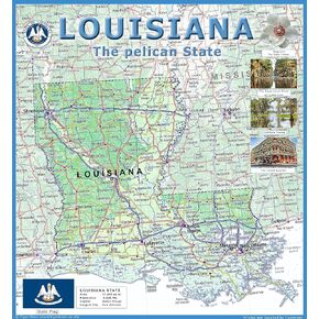 Louisiana Physical Poster Map - 24 x 24 inches - Paper Laminated