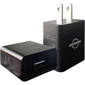 USB A Charger 1A/5V Single Port USB Wall Plug 5W Wall Plug Brick Portable Travel Power Adapter UL Listed 2 Pack (Black)