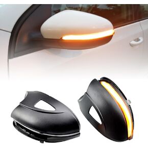 2pcs Dynamic Sequential Blink Compatible with VW GOLF 6 VI MK6 GTI R line R20 Touran Variant EOS Sharan LED Side Mirror Turn Signal Light Assembly-Without Hole