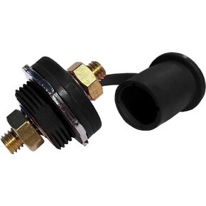 3/8" Thru-Panel Stud Junction with Cover, High Power Copper Core Bushing, Through Panel Battery Terminal Bulkhead Pair, Red and Black (Pair Red/Black)