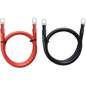 Marine Grade Battery Cables 4 Gauge 4 AWG Battery Cable 3/8" Lug Battery Boxes Marine Cables For Solar, Rv, Car, Boat, Automotive, Marine, 2FT Black And Red 3/8" Lugs (2PCS）