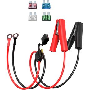 10AWG 2FT Battery Alligator Clips to O Ring Terminal Harness,Quick Disconnect Cable with 5 Fuse for Inverter Car Battery Charging
