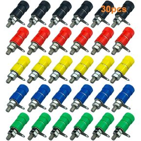 FULARR 30Pcs Premium Binding Post Terminal, for 4mm Banana Plug Connector (5 Color)