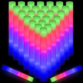 156PCS Led Foam Sticks,Flashing Foam Glow Sticks Party Supplies,Light up Foam Sticks Batons for Birthday,Christmas, Halloween Party,Wedding Glow Stick