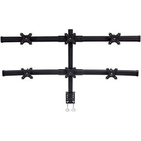 NavePoint Hex LCD Monitor Curved Mount Stand C-Clamp Adjustable Holds 6 Monitors Up to 28-Inches Black