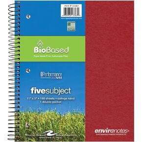 Roaring Spring Environotes College Ruled 1 Subject Recycled Spiral Notebook, Assorted Earthtone Covers,11" x 9" 80 Sheets (Pack of 1)