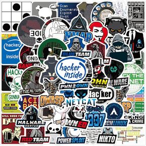 50pcs Hacker Stickers Cool Teen Stickers Pack,Aesthetic Vinyl Waterproof Stickers for Laptop Water Bottle Computer Skateboard Luggage Graffiti Trendy Decals