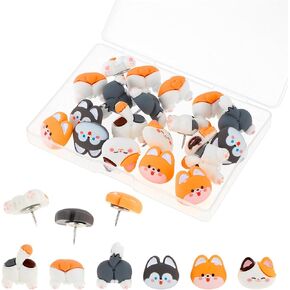 20 Pcs Cute Push Pins Animal Corgi Cat Push Pins Decorative Thumb Tacks for Photos Posters Maps Aesthetic Funny Push Pins for Cork Board Bulletin Board Office Home