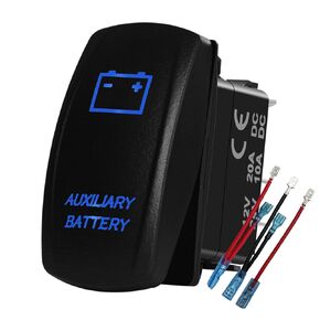 Blue Led Auxiliary Battery Rocker Switch Aux Battery 5Pin ON-Off SPST Toggle Switch for The ARB/Carling/NARVA 4x4 RV Camper Trailer Boat ATV 12V/20A 24V/10A