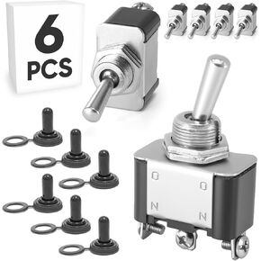 6 قطع تبديل التبديل مع غطاء مقاوم للماء KN3A-102، تشغيل/تشغيل SPDT 3Pin 20A 12 مم/0.47 بوصة مفاتيح هزازة الباكليت شديدة التحمل محطة نحاسية مطلية بالفضة لسيارة السيارات البحرية in Kuwait