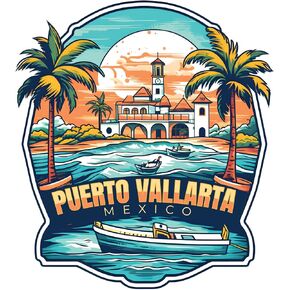 Puerto Vallarta Mexico Design A Souvenir Vinyl Decal Sticker 4-Inch
