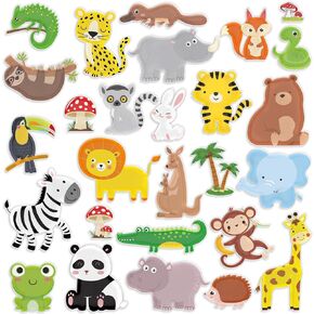 gisgfim Jungle Animals Thick Window Clings Zoo Animals 3D Window Stickers Decals Removable Cute Safari Animals Cartoon Window Decoration Supplies for Toddler Kid Home Classroom Nursery