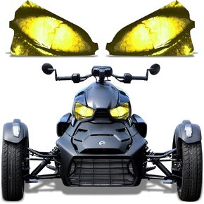 AMR Racing Roadster Headlight Eye Graphics Decal Cover Compatible with Can-Am Ryker 2019-2022 - Corrupt Yellow, (AMR22389)