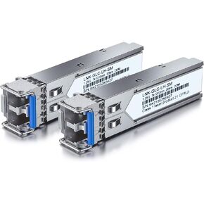 2-Pack 1.25G SFP Optical Transceiver 1000Base-LX/LH, 1310nm SMF, Up to 20km Dual LC Single-Mode Fiber SFP Module 0~70℃