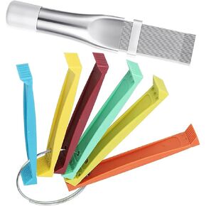 2 PCS Car Air Conditioner Fin Combing Tool, ABS Stainless Steel Straightening Deformed Condenser Radiator Cleaning Brush, Portable Car Neat Accessories, for Most Car Models (Multicolored)