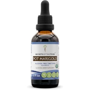 Secrets of the Tribe Pot Marigold USDA Organic | Alcohol-Free Extract, High-Potency Herbal Drops | Made from 100% Certified Organic Pot Marigold (Calendula, Calendula Officinalis) Dried Flower (4 oz)