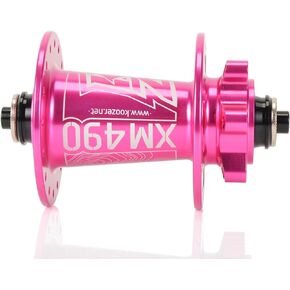 KOOZER XM490 32 Hole Hub Full Aluminum Ultralight MTB Mountain Bike Disc Brake Hub Through axle Front Hub 15x100mm Pink for Shimano 8-11speed & SRAM 8-10speed