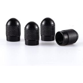 GaRhomxy Car Tire Valve Stem Caps, 4 PCS Universal Aluminum Alloy Tire Trim Accessories Dust Tire Covers for Cars, SUVs, Trucks, and Motorcycles(Black)