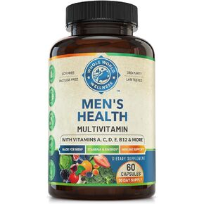 Mens Daily Multivitamins & Multimineral Supplement for Energy, Focus, Stamina & Performance. Multivitamin for Men with A, C, D, E, B12, Zinc, Calcium & More. Mens Vitamins Made in USA. 60 Capsules