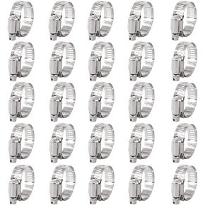 Keadic 25Pcs 14-27MM Worm Gear Hose Clamps 304 Stainless Steel for Plumbing Automotive and Mechanical Applications