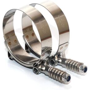 LTI 2 Pack 2.44"-2.76" Spring Loaded T Bolt Clamp Constant Tension Full 304 Stainless Steel for 2.25" ID Hose (62mm-70mm)