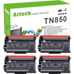Aztech Compatible Toner Cartridge Replacement for Brother TN820 TN-820, TN850 TN 850 TN-850, Black, 4 Pack