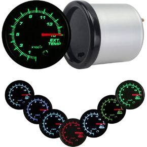 Exhaust Gas Temperature Gauge, 7 Color Series 0-1500°F Pyrometer EGT Gauge for Diesel Trucks - LED Light Digital Readouts 2-1/16" 52mm